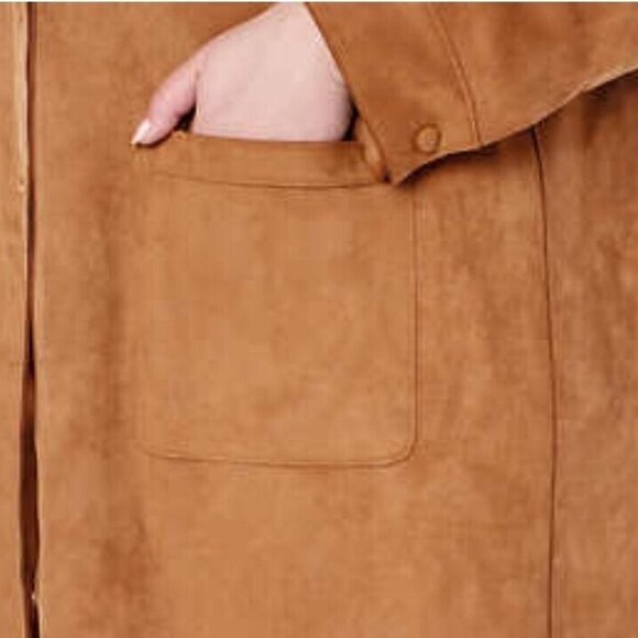 New Well Worn Women's Soft Faux Suede Shirt Jacket Size XXL Brown Longline Boho - Picture 7 of 13